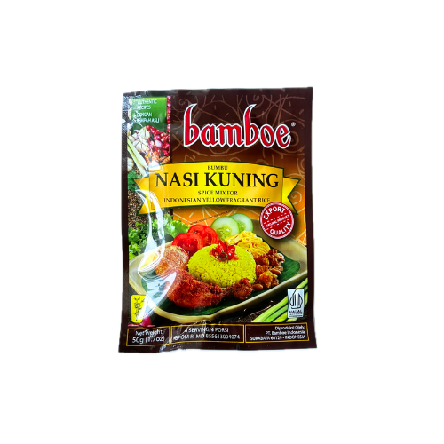 Bamboe Bumbu Nasi Kuning (Indonesian Yellow Fragrant Rice) Instant Seasoning - 1.7 oz (50gr)