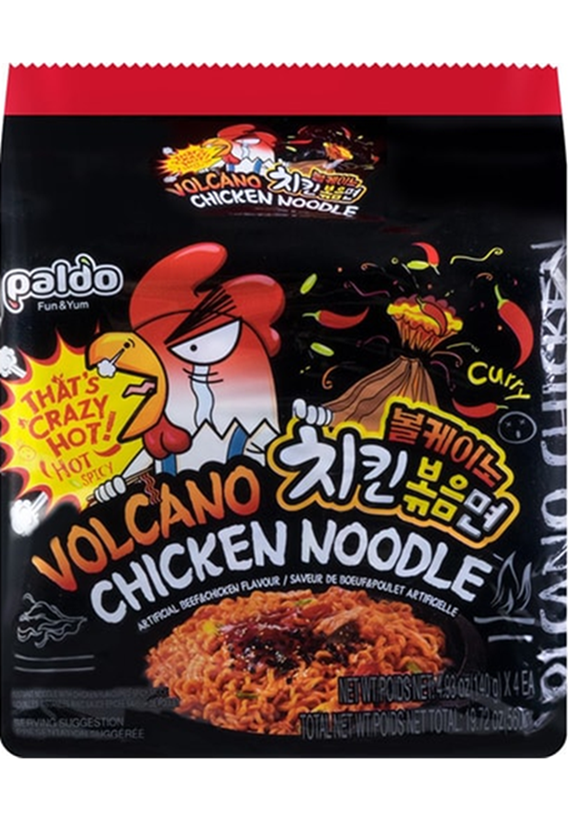 Paldo Volcano Spicy Chicken Flavor Noodle (4 x 140 gr = 560gr) - 19.75 oz