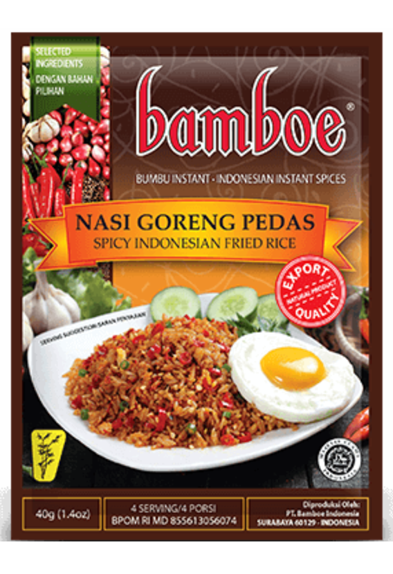 Bamboe Bumbu Nasi Goreng Pedas (Indonesian Spicy Fried Rice) Instant Seasoning - 1.4 oz (40gr)
