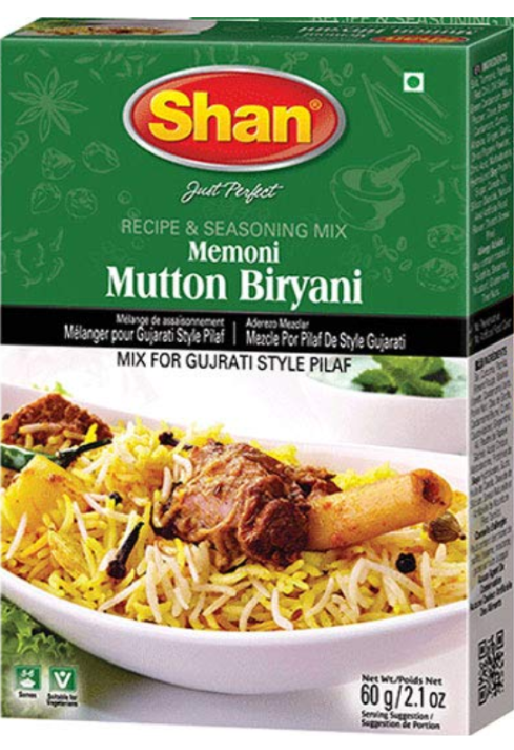 Shan Memoni Mutton Biryani Recipe and Seasoning Mix - 2.11 oz (60g)