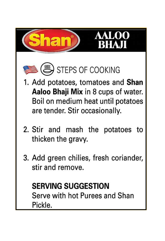 Shan Aaloo Bhaji Recipe and Seasoning Mix - 1.76 oz (50g)
