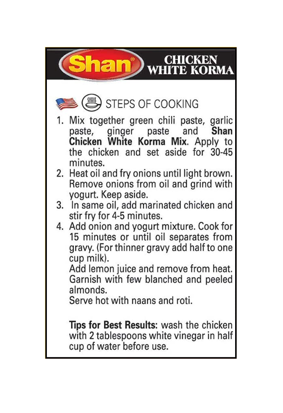 Shan Chicken White Karahi Recipe and Seasoning Mix - 1.41 oz (40g)
