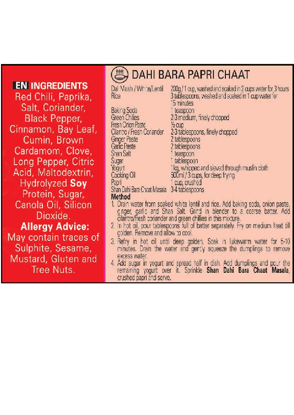 Shan Dahi Bara Chaat Seasoning Mix - 1.76 oz (50g)
