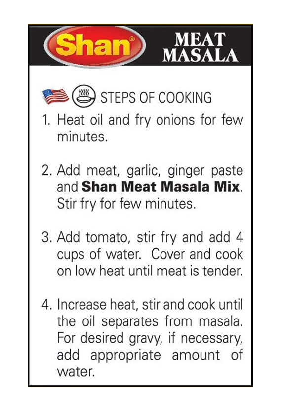 Shan Meat Masala Recipe and Seasoning Mix - 3.52 oz (100g)