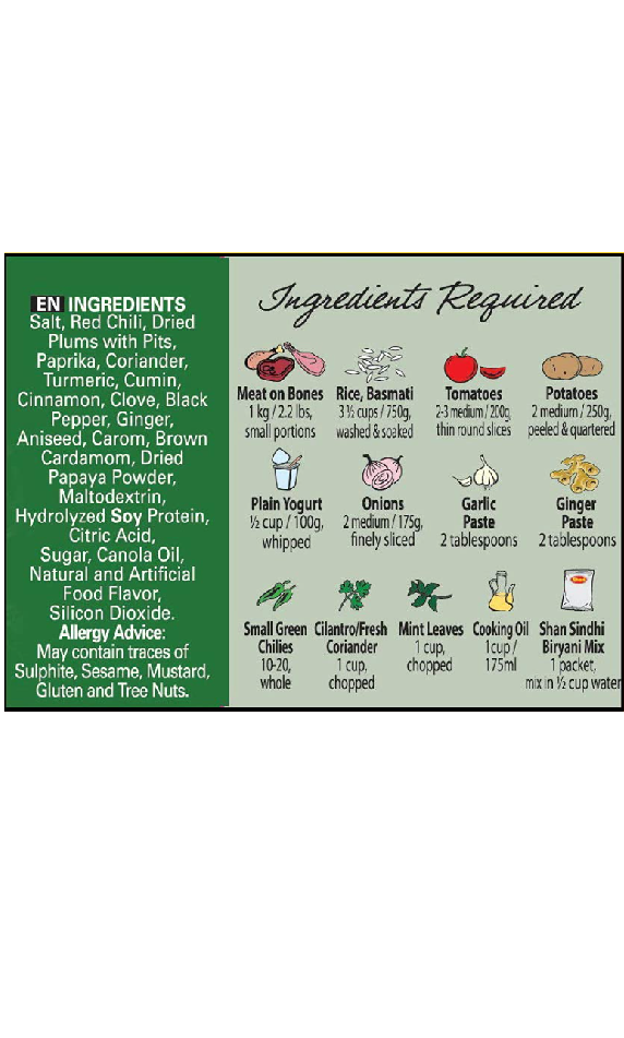 Shan Sindhi Biryani Recipe & Seasoning Mix - 2.1 oz (60g)