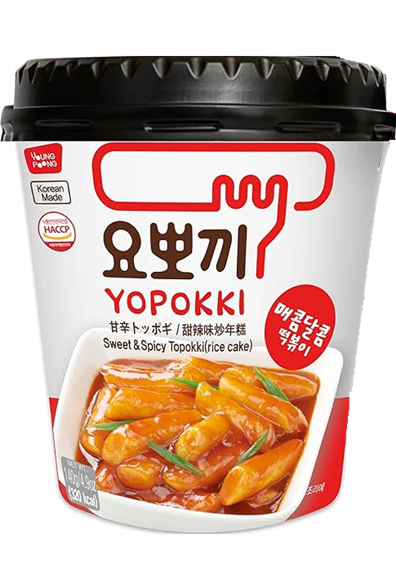 Yopokki Instant Halal Tteokbokki Cup (Sweet Mild Spicy) - 4.93 oz (140gr)