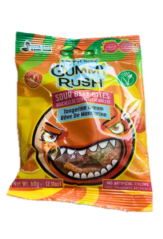Tangerine Dream Cheery Chews Gummy Rush Sour Belt Bites 60gr (2.11oz)