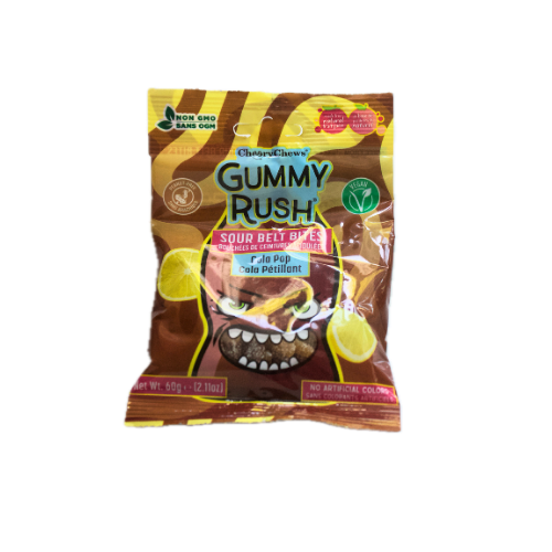 Cola Pop Halal Cheery Chews Gummy Rush Sour Belt Bites 60gr (2.11oz)