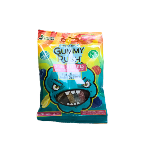 Berry Fusion Halal Cheery Chews Gummy Rush Sour Belt Bites 60gr (2.11oz)