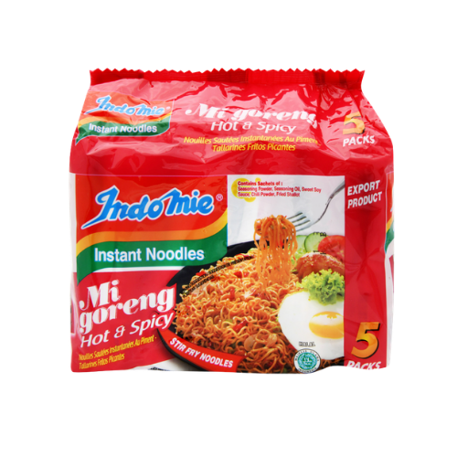 Indomie Mi Goreng Fried Noodles  (Mie Instan) - Hot & Spicy Flavor (5x80gr) (14.1 oz)
