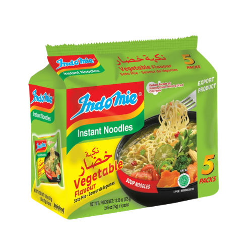 Indomie Vegetable Flavor Instant Noodles  (Mie Instan) - (5x75gr) (13.25 oz)