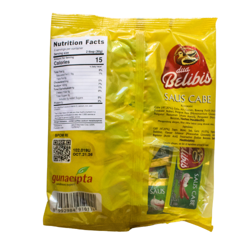 Dua Belibis Chili Sauce Saus Cabe Sambal (Sachet) 24 x 0.31 oz