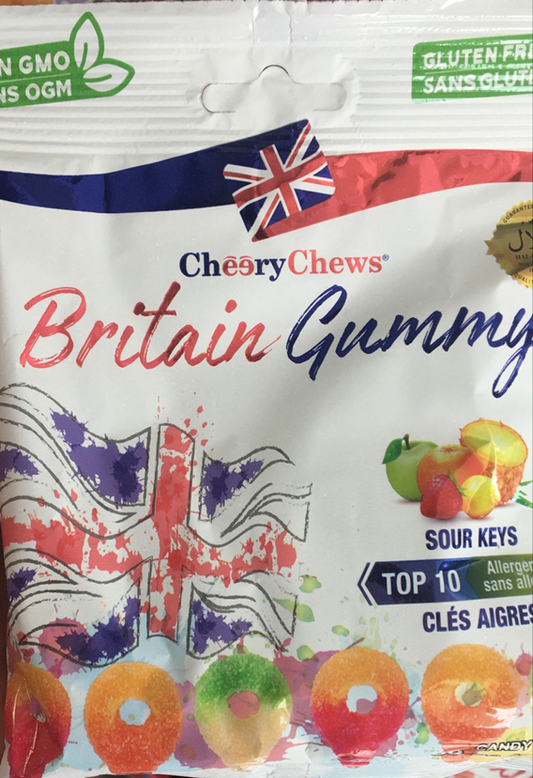 Cheery Chews Britain Gummy Sour Keys - 2.82 oz (80gr)
