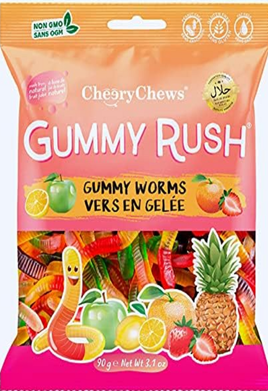 Cheery Chews Gummy Rush Gummy Worms - 3.1 oz (90gr)