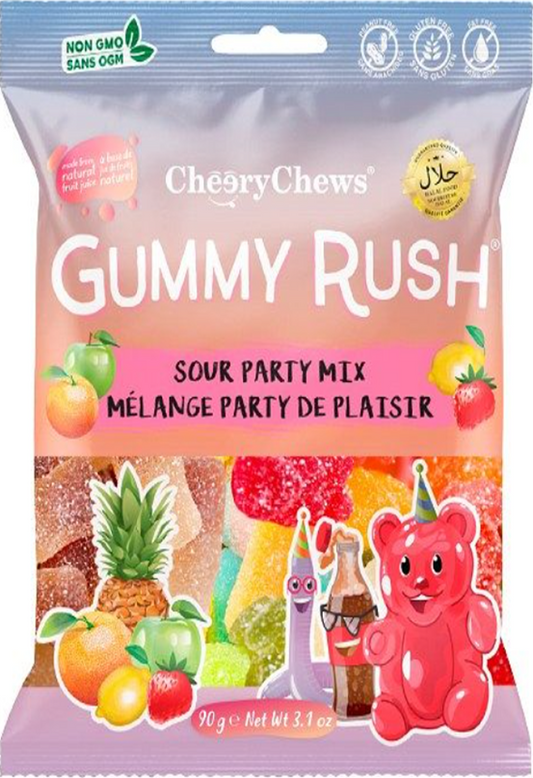 Cheery Chews Gummy Rush Sour Party Mix - 3.1 oz (90gr)