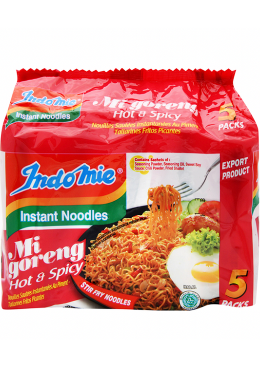 Indomie Mi Goreng Fried Noodles - Hot & Spicy Flavor (5x80gr) (14.1 oz)