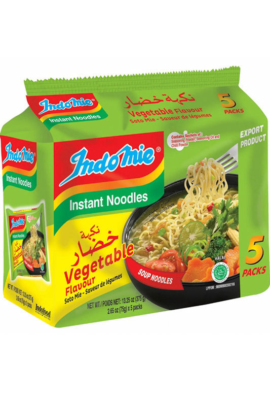Indomie Vegetable Flavor Instant Noodles - (5x75gr) (13.25 oz)