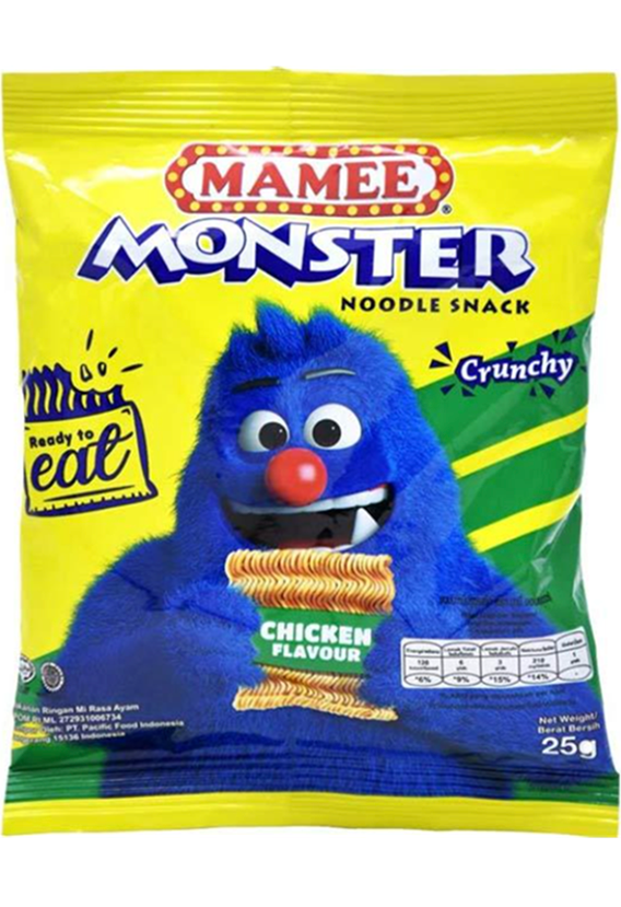 Mamee Monster Noodle Snacks Chicken Flavor - 0.05 oz (25gr)