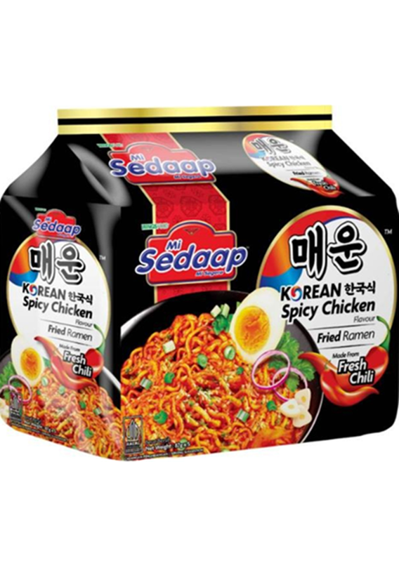 Mi Sedaap Korean Spicy Chicken Flavor (5 x 87gr = 435 gr) - 15.3 oz