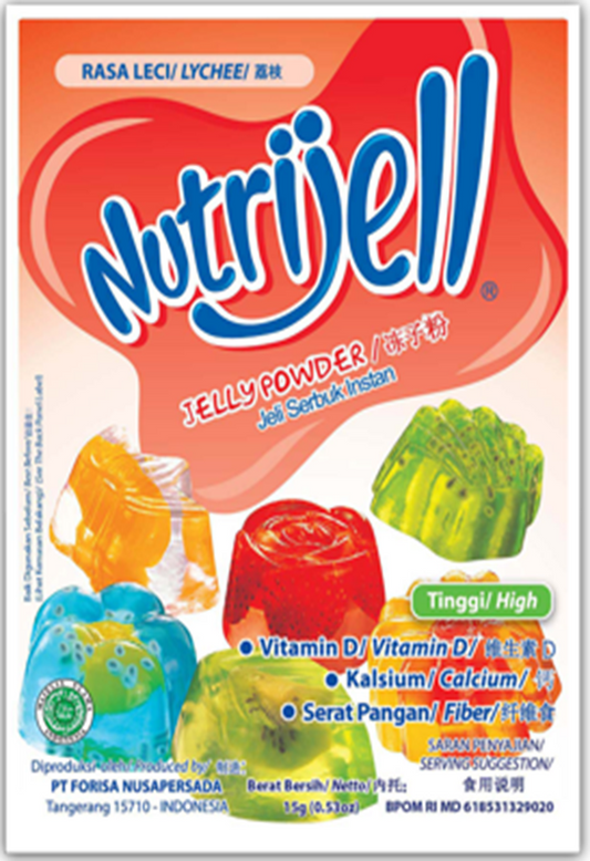 Nutrijell Rasa Leci (Lychee Flavor Jelly Powder) - 0.53 oz (15gr)