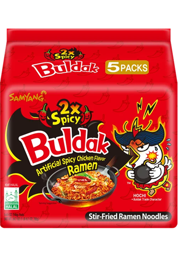 Samyang Buldak 2x Spicy Chicken Flavor Ramen (5 x 140 gr = 700gr) - 24.65 oz