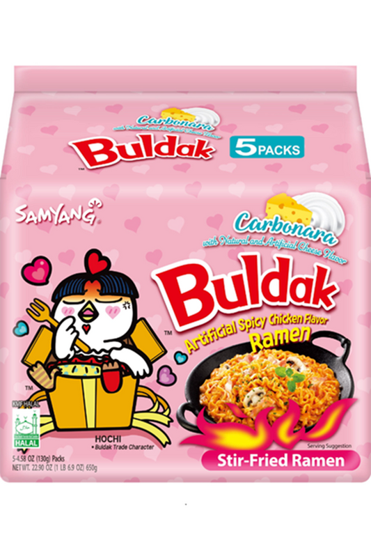 Samyang Carbonara Buldak Spicy Ramen (5 x 130 gr = 650 gr) - 22.9 oz