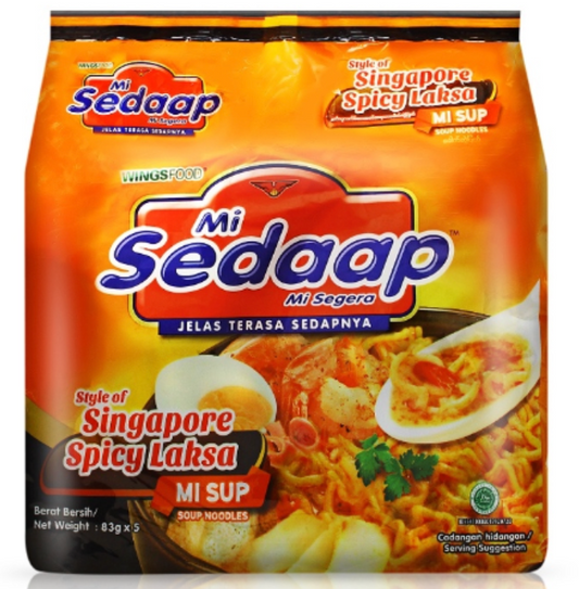 Mie Sedaap Singaporean Spicy Laksa Flavor (5 x 83gr = 415 gr) - 14.6 oz