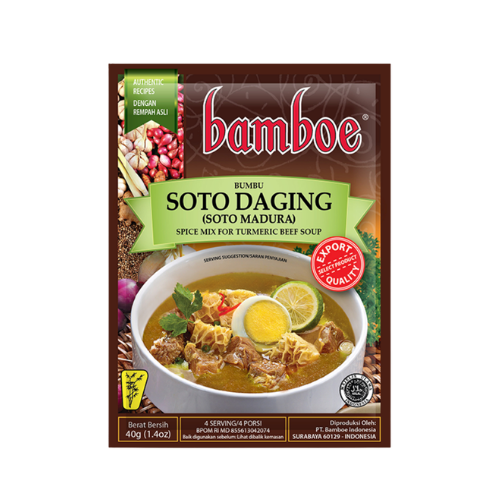 Bamboe Bumbu Soto Daging/Madura (Indonesian Beef Turmeric Soup) Instant Seasoning - 1.4 oz (40gr)