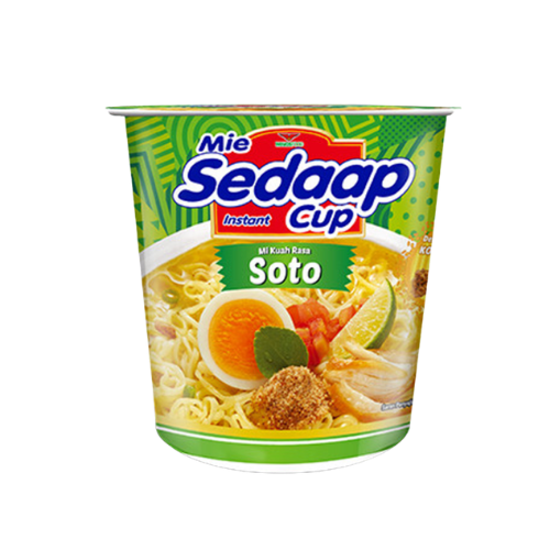 Mie Sedaap Soto Flavor Instant Cup Noodle (Mie Instan) 77gr (2.72 oz)