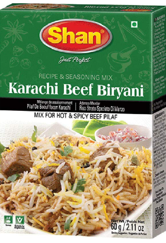 Shan Karachi Beef Biryani Recipe and Seasoning Mix - 2.11 oz (60g)
