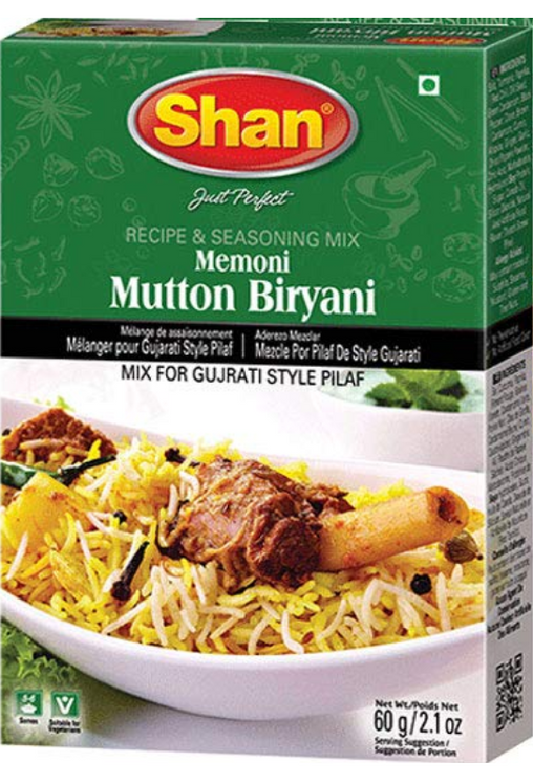 Shan Memoni Mutton Biryani Recipe and Seasoning Mix - 2.11 oz (60g)