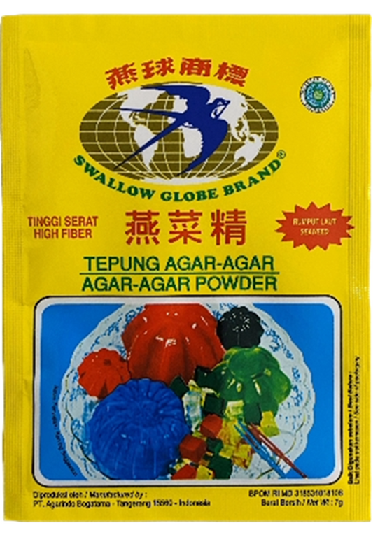 Swallow Agar-Agar Putih/Clear (Plain Jelly Powder) - 1 sachet @ 0.25 oz (7 gr)