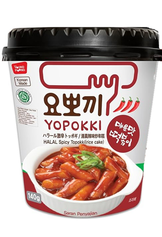 Yopokki Instant Halal Tteokbokki Cup (Hot Spicy) - 0.91 oz (140gr)